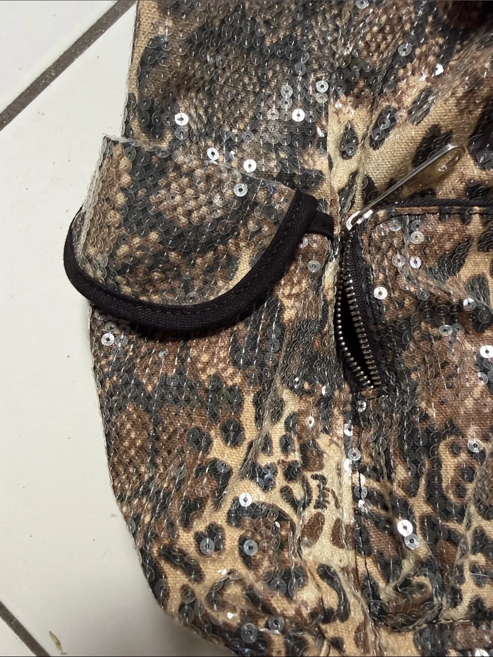PINK Victoria's Secret Leopard Sequin Backpack - Brown & Black